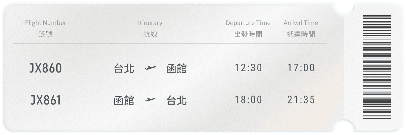 台北函館機票